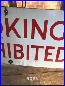 Vintage smoking prohibited enamel sign 36 x 12and nice aged condition