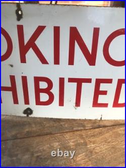 Vintage smoking prohibited enamel sign 36 x 12and nice aged condition
