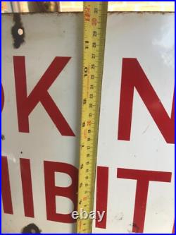 Vintage smoking prohibited enamel sign 36 x 12and nice aged condition