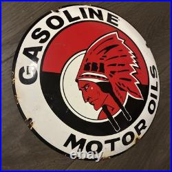 Vintage style 12 domed Red Indian Motor Oil Gasoline Enamel Sign