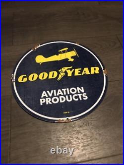 Vintage style Goodyear Aviation Products Enamel Garage Sign 12 Vintage style Goodyear Aviation Products Enamel Garage Sign 12