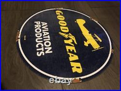 Vintage style Goodyear Aviation Products Enamel Garage Sign 12 Vintage style Goodyear Aviation Products Enamel Garage Sign 12