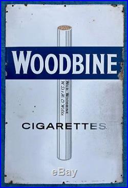 Vintage -woodbine Cigarettes- Wills's Wild Tobacco Shop Enamel Advertising Sign