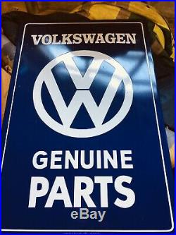 Volkswagen Dealer Genuine Parts Vintage Original Enamel Sign