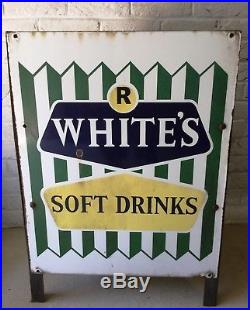 Vtg Advertising R WHITES LEMONADE Soft Drinks Metal Enamel POS. 3 Sign Park Bin