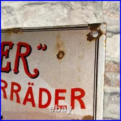 WANDERER Enamel Sign 19.3x12.6 (49x32cm) Rare Vintage Bike Showroom Metal Decor WANDERER Enamel Sign 19.3x12.6 (49x32cm) Rare Vintage Bike Showroom Metal Decor