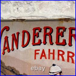 WANDERER Enamel Sign 19.3x12.6 (49x32cm) Rare Vintage Bike Showroom Metal Decor WANDERER Enamel Sign 19.3x12.6 (49x32cm) Rare Vintage Bike Showroom Metal Decor
