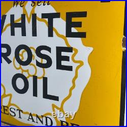 WHITE ROSE OIL Enamel Sign 19.7x15.7 (50x40cm) Rare Big Vintage Porcelain Decor WHITE ROSE OIL Enamel Sign 19.7x15.7 (50x40cm) Rare Big Vintage Porcelain Decor