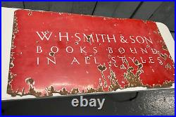 WH Smith & Sons original enamel metal vintage sign 50 wide 25 tall