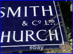 W H Smith & Co LTD Early WHSmith Makers Whitchurch Antique Original Enamel Sign