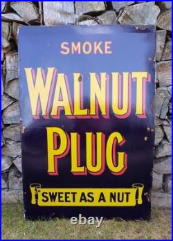 Walnut Plug'Sweet As A Nut' Enamel Sign 1920s Vintage Advertising RARE STUNNING