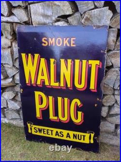 Walnut Plug'Sweet As A Nut' Enamel Sign 1920s Vintage Advertising RARE STUNNING