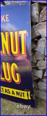 Walnut Plug'Sweet As A Nut' Enamel Sign 1920s Vintage Advertising RARE STUNNING