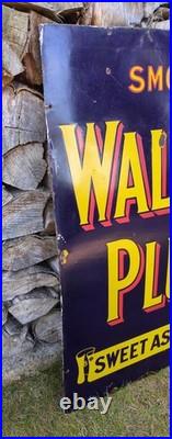 Walnut Plug'Sweet As A Nut' Enamel Sign 1920s Vintage Advertising RARE STUNNING