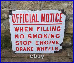 Warning Official Notice Vintage Original Enamel Sign