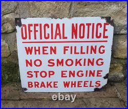 Warning Official Notice Vintage Original Enamel Sign Warning Official Notice Vintage Original Enamel Sign