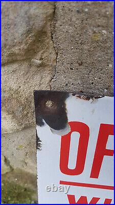 Warning Official Notice Vintage Original Enamel Sign Warning Official Notice Vintage Original Enamel Sign