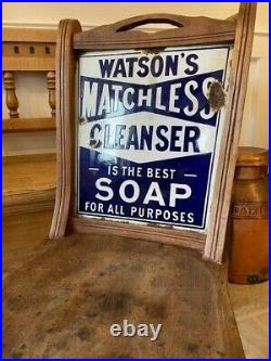 Watsons Matchless Cleanser Soap Chair Enamel Sign Vintage Advertising Grocer's