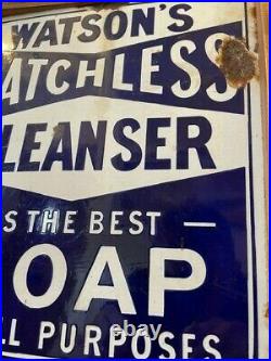 Watsons Matchless Cleanser Soap Chair Enamel Sign Vintage Advertising Grocer's