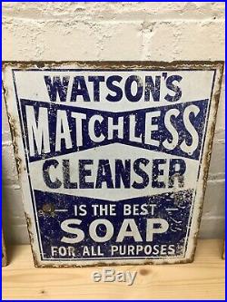 Watsons Matchless Cleanser Soap Vintage Original Enamel Sign