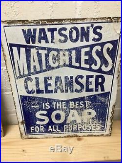 Watsons Matchless Cleanser Soap Vintage Original Enamel Sign