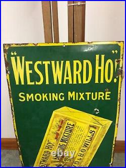 Will's,'Westward Ho', vintage enamel advertising metal sign