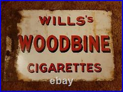 Will's Woodbine Cigarettes Vintage Enamel Sign (world Wide Postage Available)