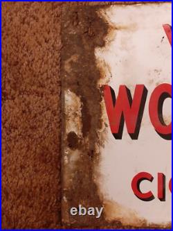 Will's Woodbine Cigarettes Vintage Enamel Sign (world Wide Postage Available)