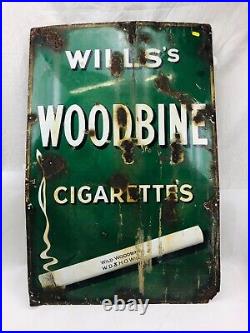 Wills Woodbine Vintage Enamel Advertising Sign