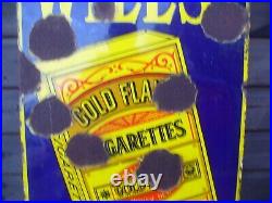 Wills cigarettes enamel sign, vintage sign, 3 foot sign WILL POST, WORLDWIDE POST