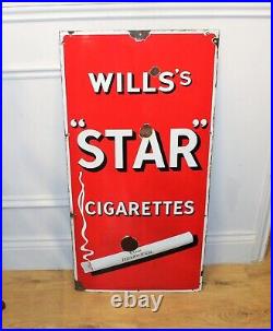 Wills's Star Cigarettes enamel sign advertising mancave garage metal vintage ret