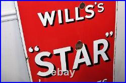 Wills's Star Cigarettes enamel sign advertising mancave garage metal vintage ret