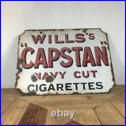 Willss Capstan Enamel Advertising Sign Double Sided Original Vintage Retro