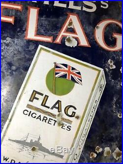 Willss Flag Cigarettes Vintage Original Enamel Sign