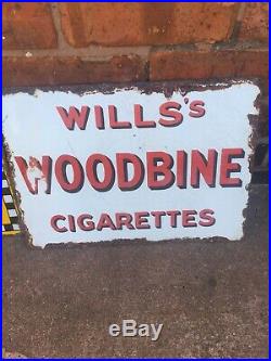 Willss Woodbine Cigarettes Sign Double Sided Enamel Vintage PRICE REDUCED
