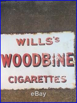 Willss Woodbine Cigarettes Sign Double Sided Enamel Vintage PRICE REDUCED