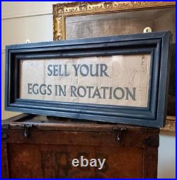 Wonderful Vintage Farmhouse Framed Sign On Card Not Enamel