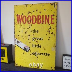 Woodbine Vintage Enamel Sign Antique Old Advert Yellow Man Cave Cigarette Brand Woodbine Vintage Enamel Sign Antique Old Advert Yellow Man Cave Cigarette Brand