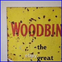 Woodbine Vintage Enamel Sign Antique Old Advert Yellow Man Cave Cigarette Brand