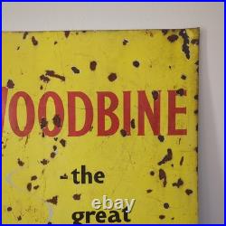 Woodbine Vintage Enamel Sign Antique Old Advert Yellow Man Cave Cigarette Brand