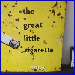 Woodbine Vintage Enamel Sign Antique Old Advert Yellow Man Cave Cigarette Brand