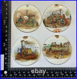 X4 Early Vintage Antique 1900's Enamelled Tin Signs Early Automobiles