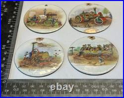 X4 Early Vintage Antique 1900's Enamelled Tin Signs Early Automobiles