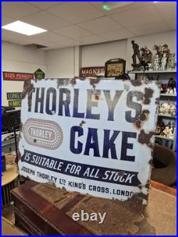 XL Joseph Thorleys Cakes Kings Cross London Original Enamel Sign Rare 4ftx3ft