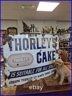 XL Joseph Thorleys Cakes Kings Cross London Original Enamel Sign Rare 4ftx3ft