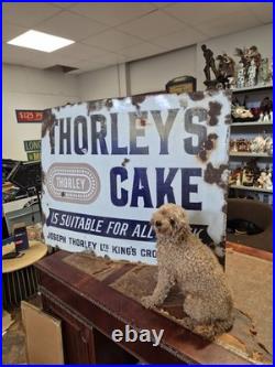 XL Joseph Thorleys Cakes Kings Cross London Original Enamel Sign Rare 4ftx3ft