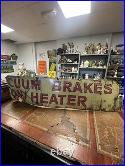 X-L 19thC Original automobile Cummins Brakes On Heater Enamel Sign VTG 202x49cm