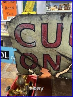 X-L 19thC Original automobile Cummins Brakes On Heater Enamel Sign VTG 202x49cm