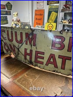 X-L 19thC Original automobile Cummins Brakes On Heater Enamel Sign VTG 202x49cm