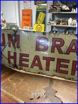 X-L 19thC Original automobile Cummins Brakes On Heater Enamel Sign VTG 202x49cm